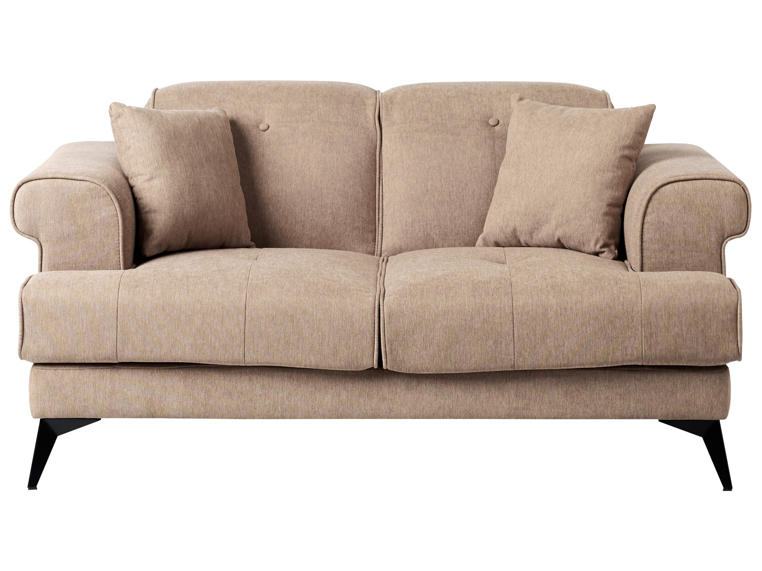 Sofa dwuosobowa tapicerowana jasnobrązowa