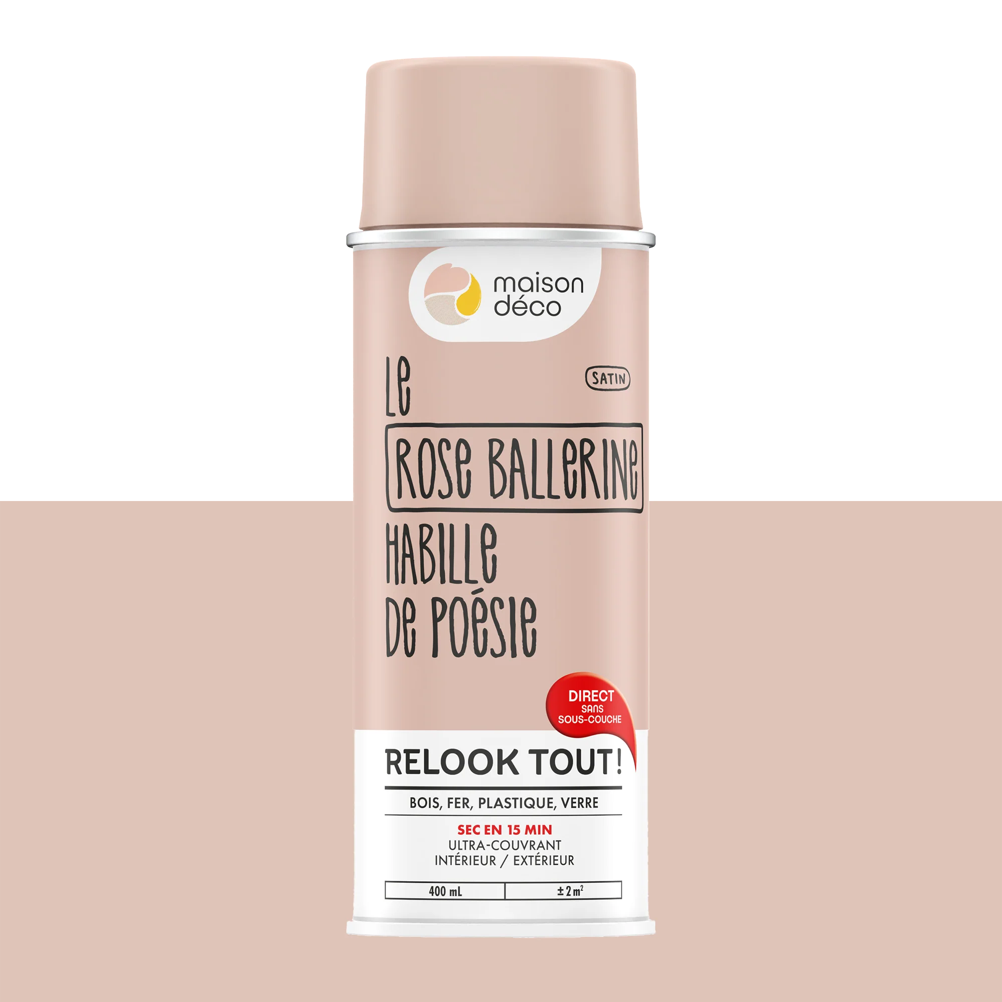 Relook tout aérosol Peinture Bombe de peinture rose ballerine Satiné 0,4 L