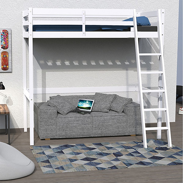 Lit mezzanine STUDIO 90x200   1 sommier / Blanc