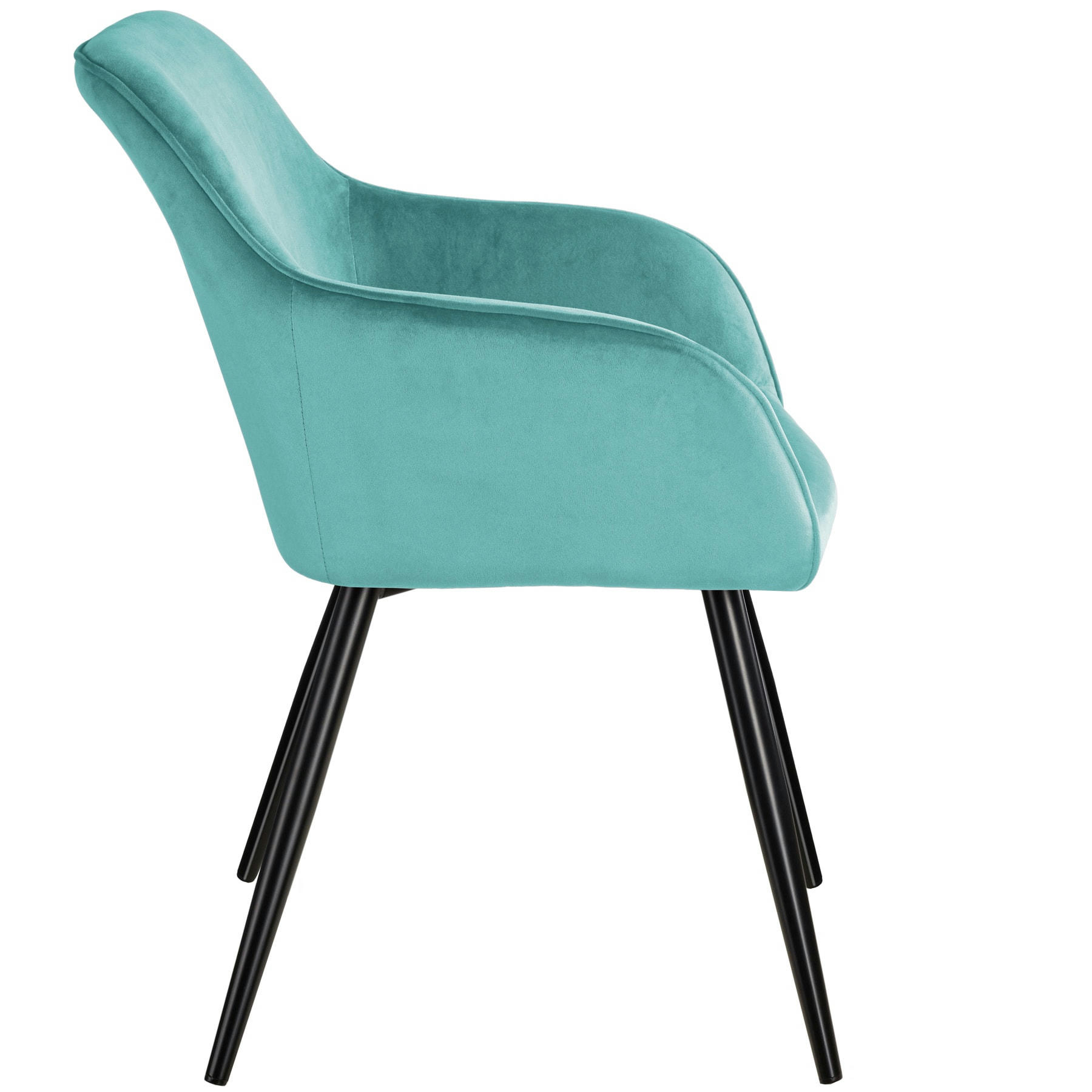 - Chaise Rembourrée, aspect velours turquoise/noir