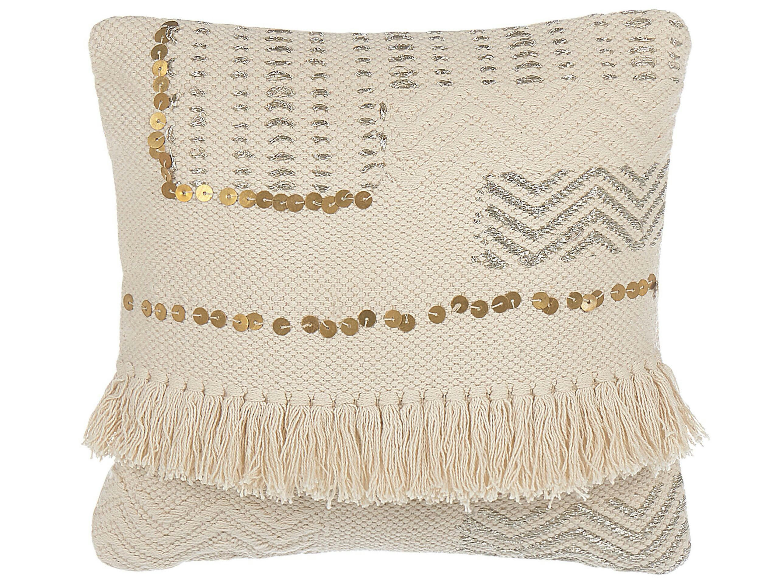 VAYALI - Coussin décoratif en tissu beige 45x10cm