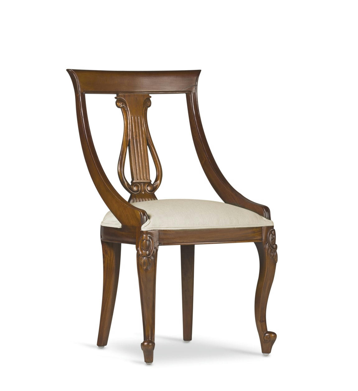 VINTAGE - Chaise en bois d'acajou et polyester blanc