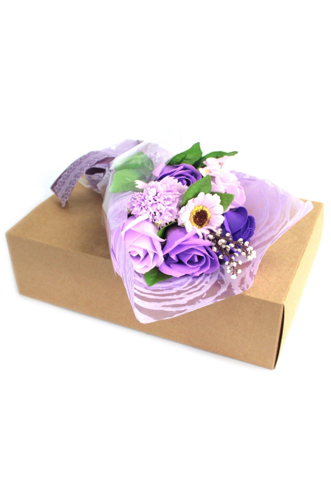 KDMD Boxed Hand Soap Flower Bouquet - Scented Bath Roses & Carnations Gift