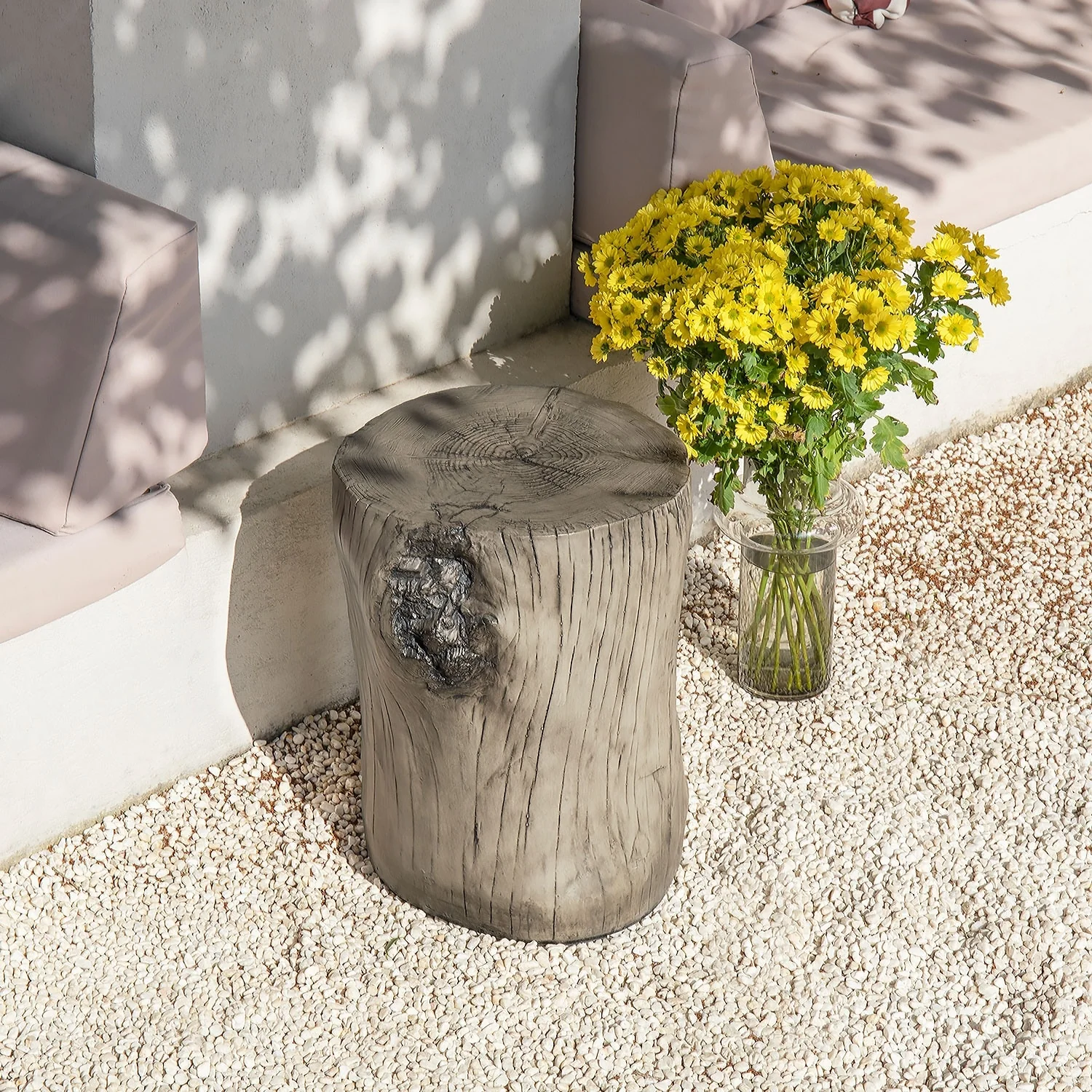 COSIEST Outdoor Antique Accent Stump Stool