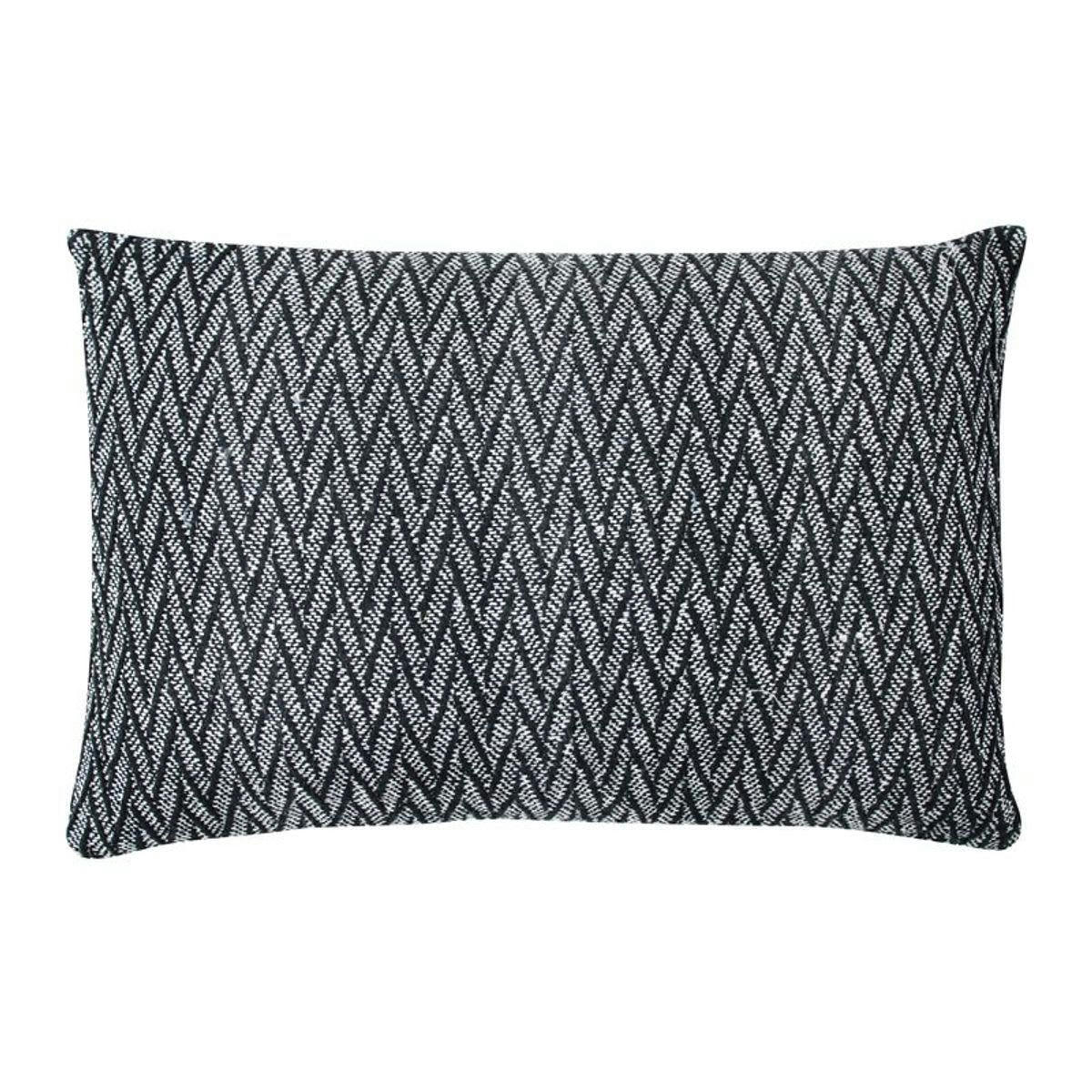 ESCAPADE - Coussin ethnique motif chevron blanc et noir 60x40