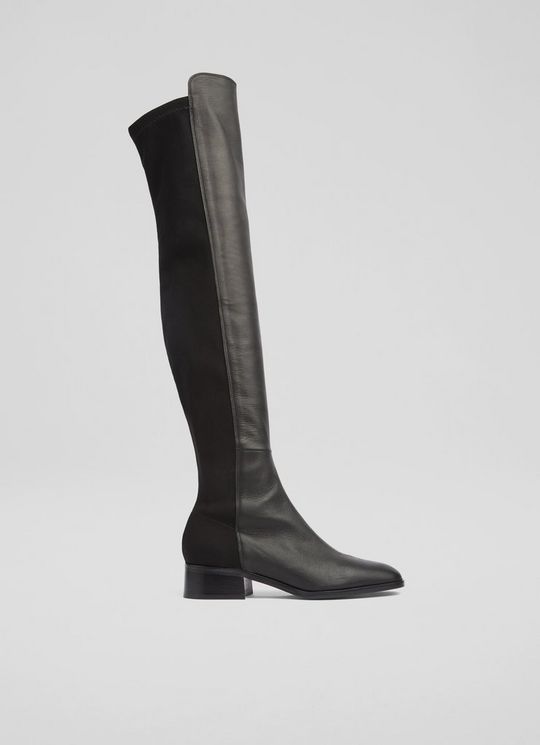 Duke Black Half And Half Stretch Over The Knee Boot