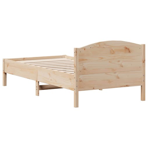 NNEVL Bed Frame with Headboard 90x190 cm Solid Wood Pine