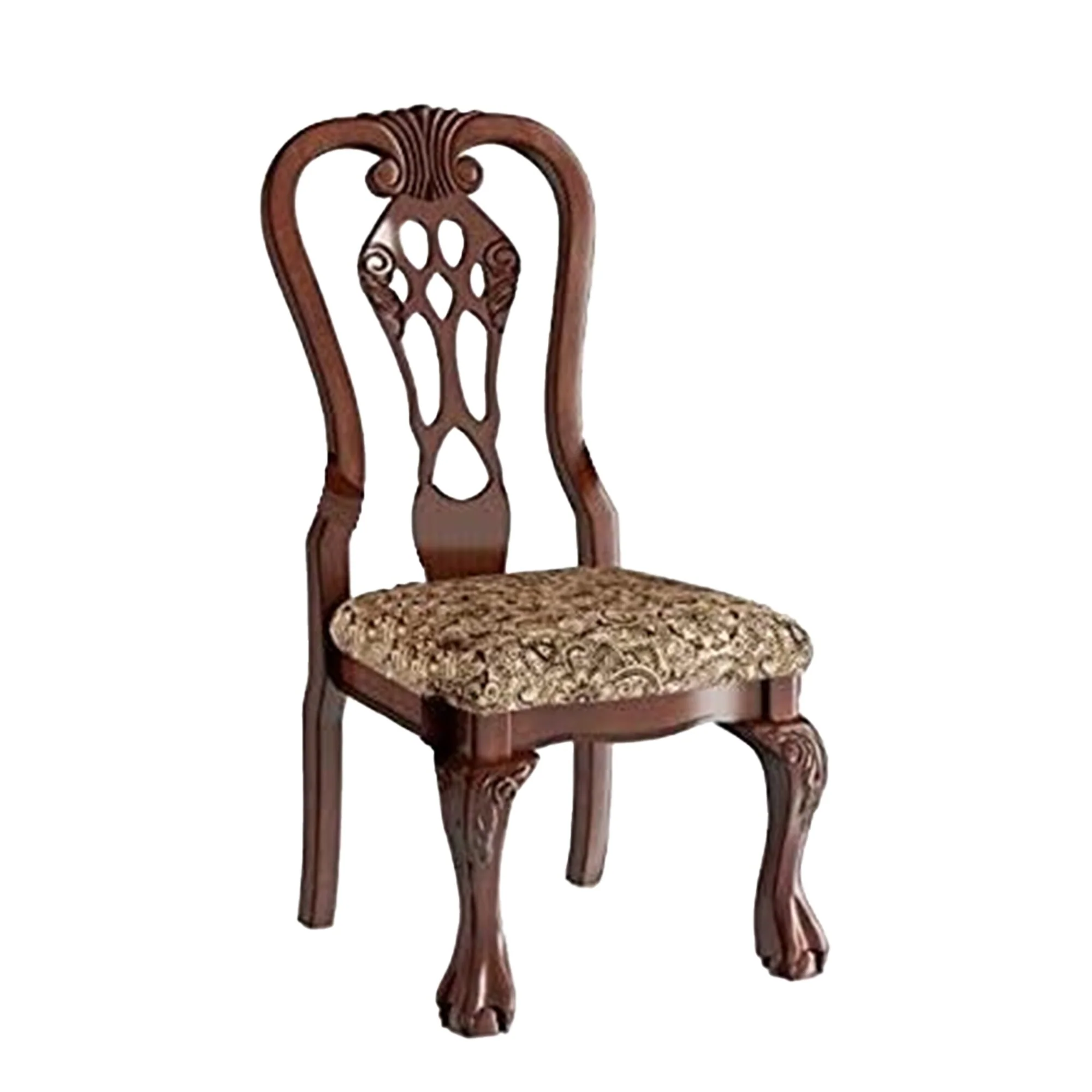 Mina 5pc Dining Table n Chair Set, 48 Inch Round Cherry Brown Wood Top