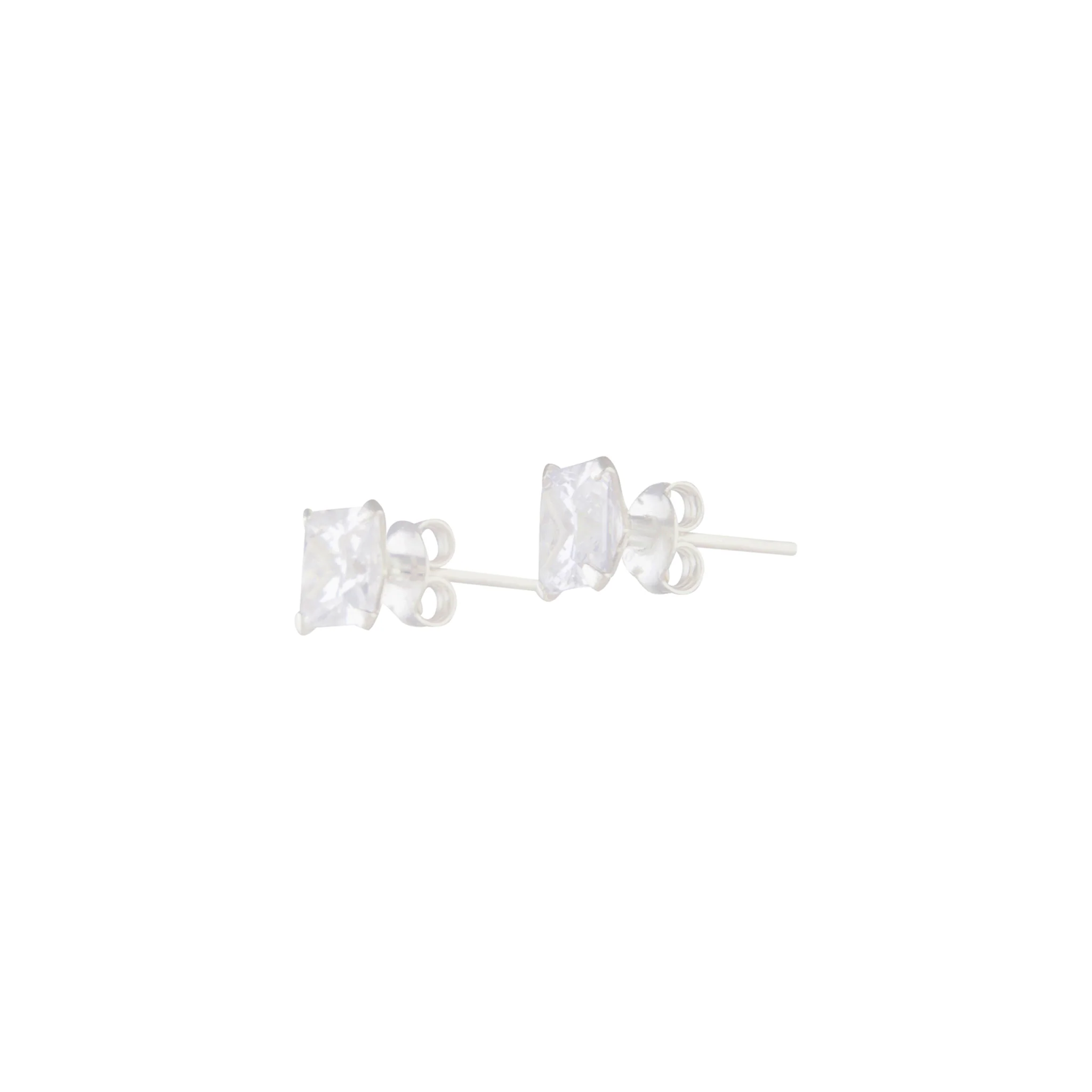 Sterling Silver Square Cubic Zirconia Stud