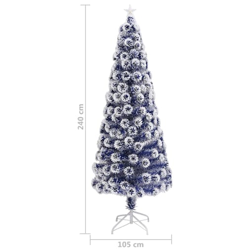 NNEVL Artificial Christmas Tree with LED White&Blue 240 cm Fibre Optic