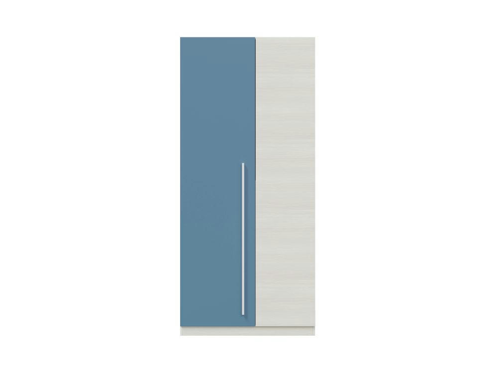 JULES - Armoire 2 portes L90cm x H200cm - Blanc/Bleu