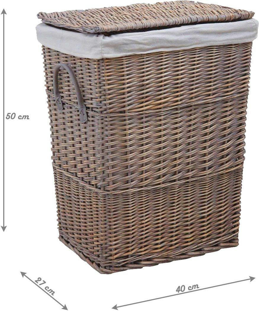 - Panier à linge en osier doublé grisé