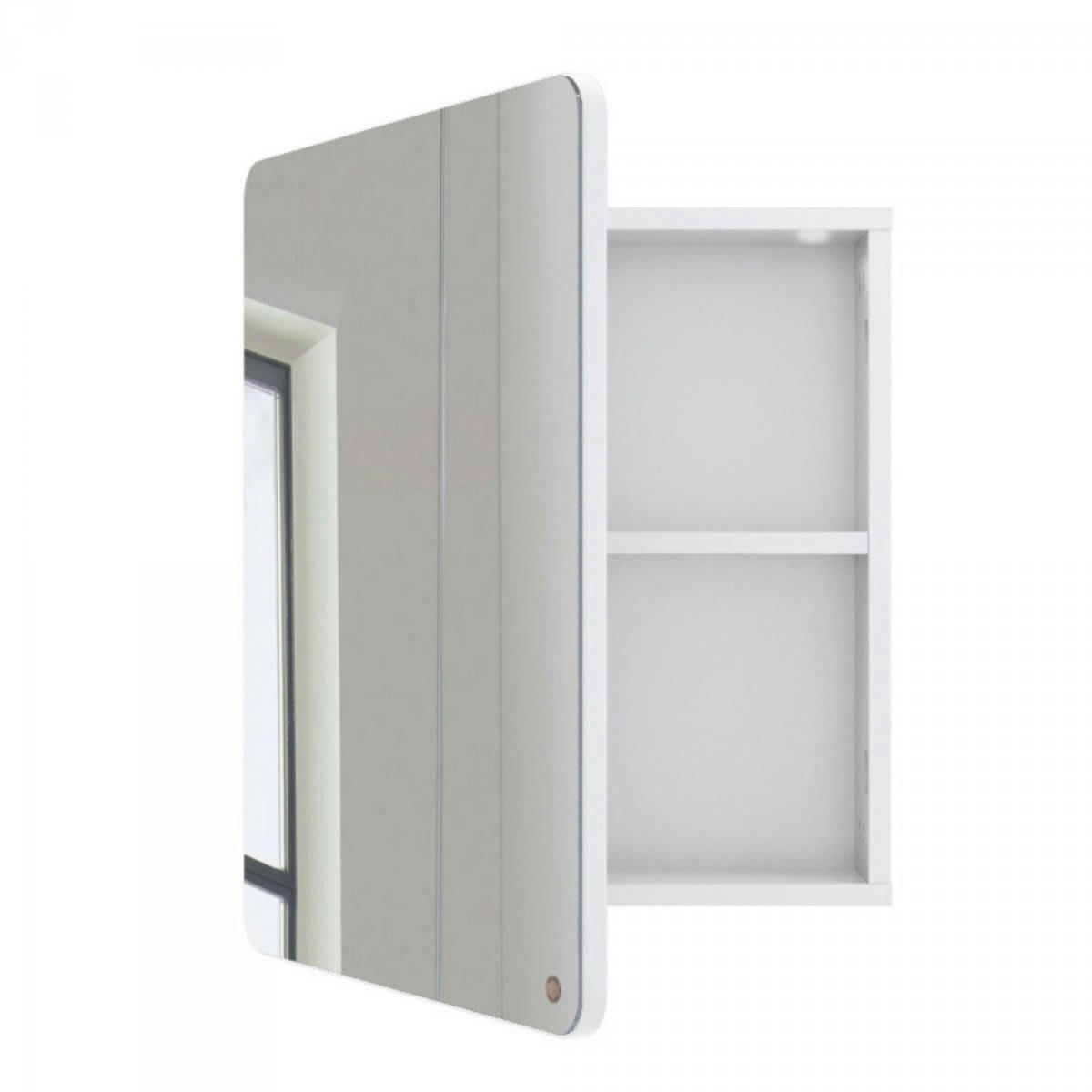 ATOLE - Miroir de salle de bain avec placard en bois blanc