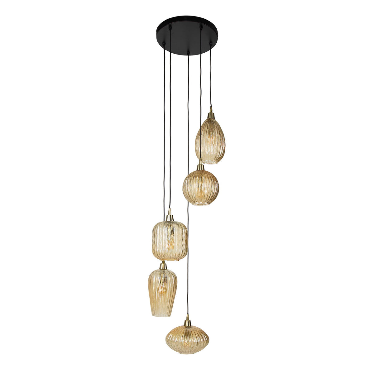 Giga Meubel Hanglamp V-Shape Pattern - Amber - 5-Lichts - 40x40x180cm