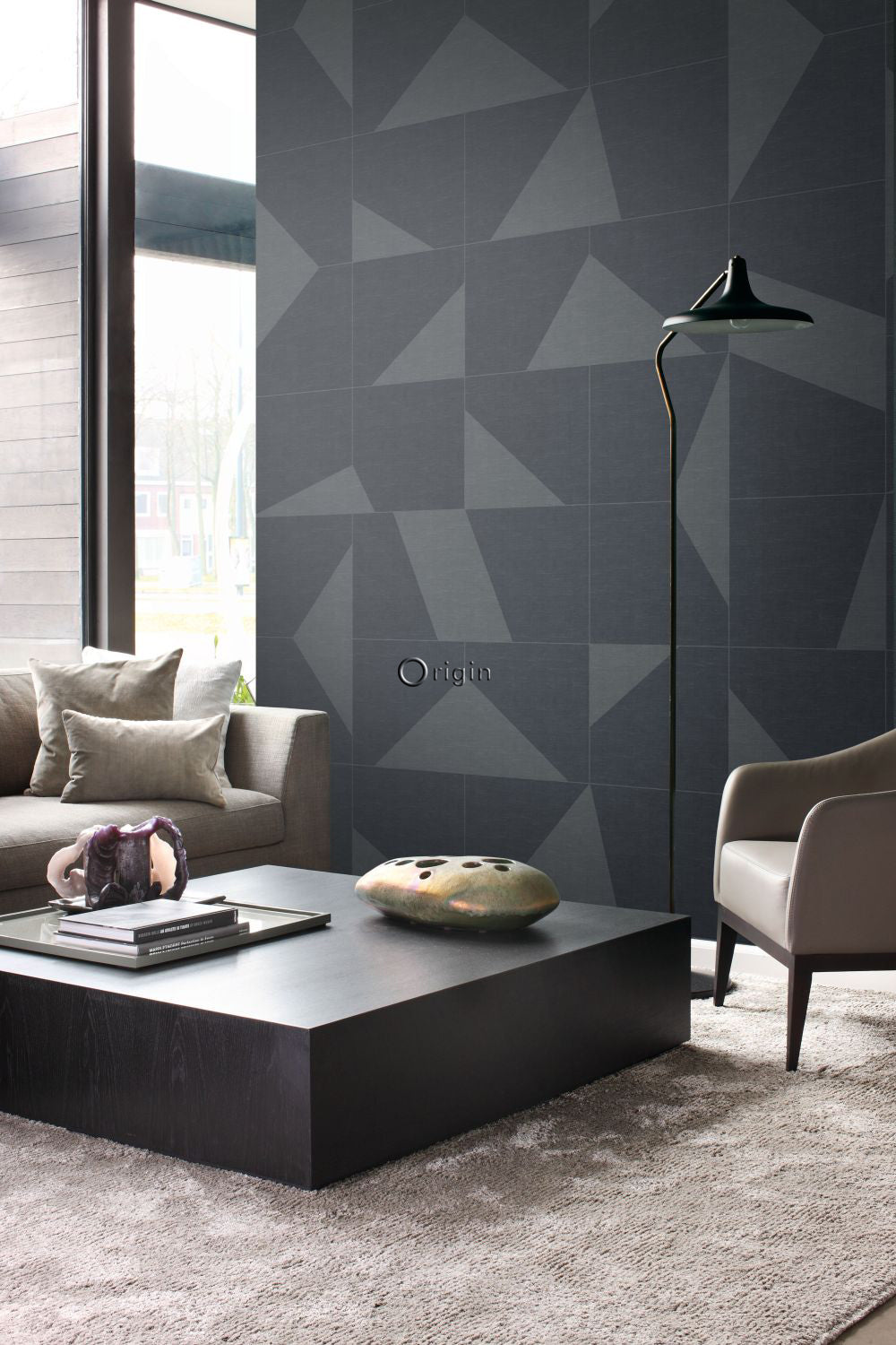 Origin Wallcoverings fotobehang grafisch motief donkergrijs - 200 x 300 cm - 357232