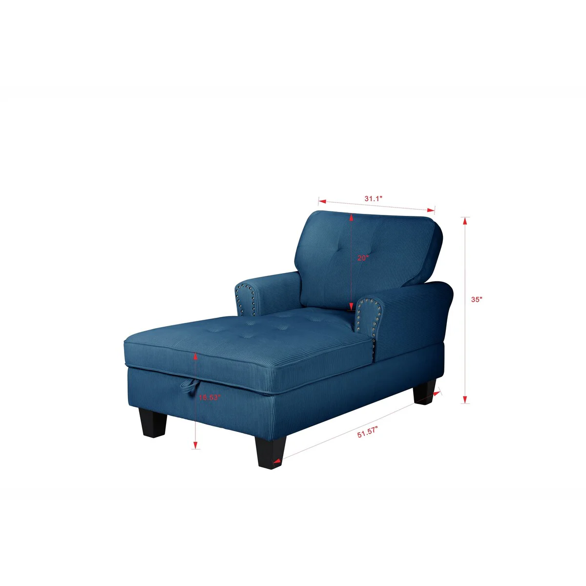 Chaise Lounge Indoor Sleeper Sofa Bed Chair Upholstered Lounge Chair for Bedroom Living Room with Rivets