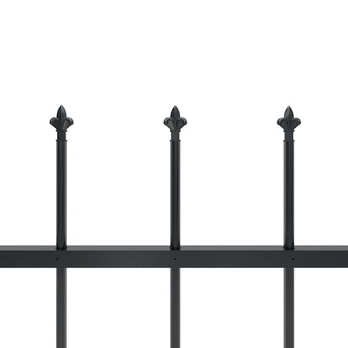 NNEVL Garden Fence with Spear Top Steel 1.7x1.5 m Black