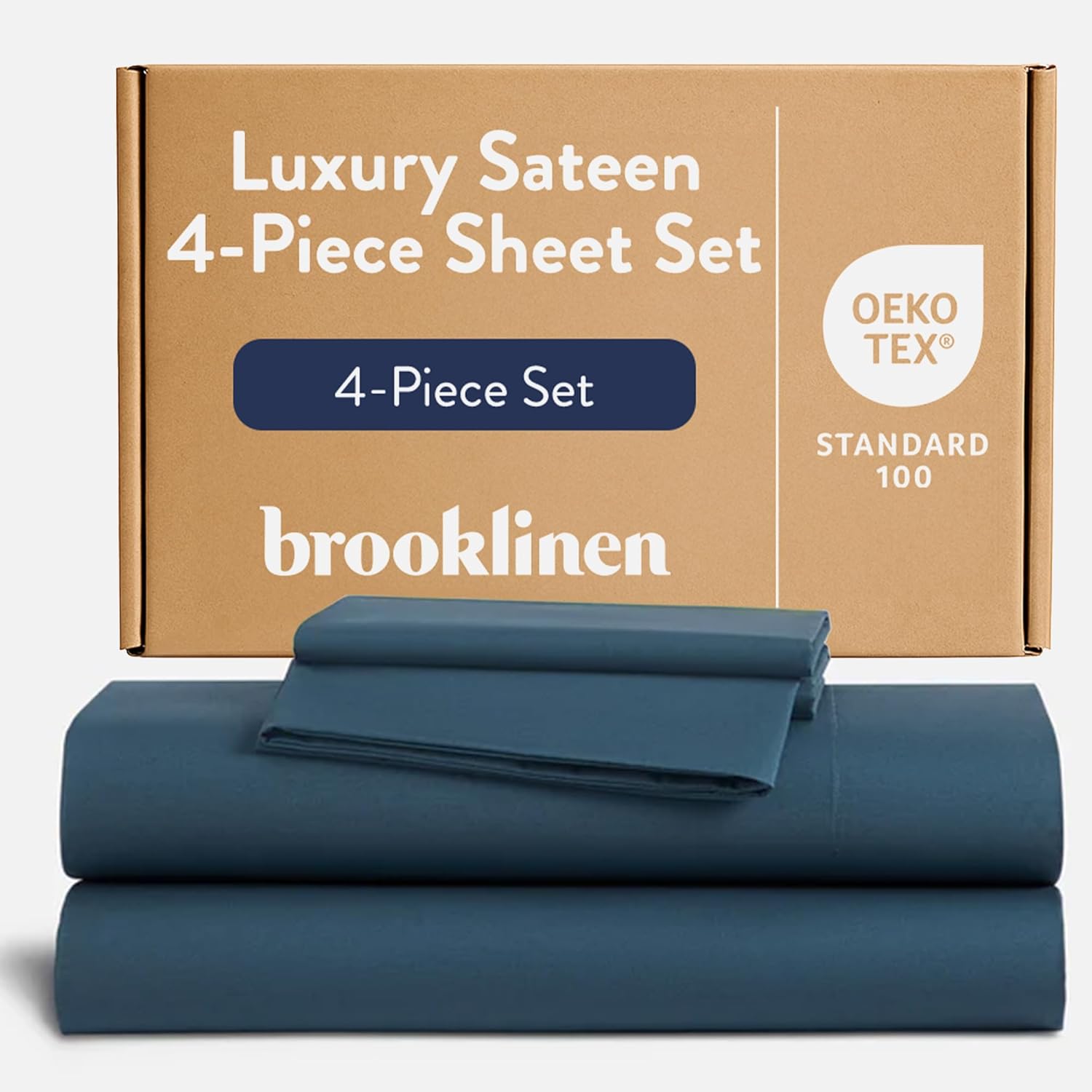 Brooklinen Luxury Sateen Duvet Cover - 100% Cotton, King/California King Size in Abyss Blue with Extra-Long Corner Ties and Button Closure - Best King/Cali King Duvet Covers