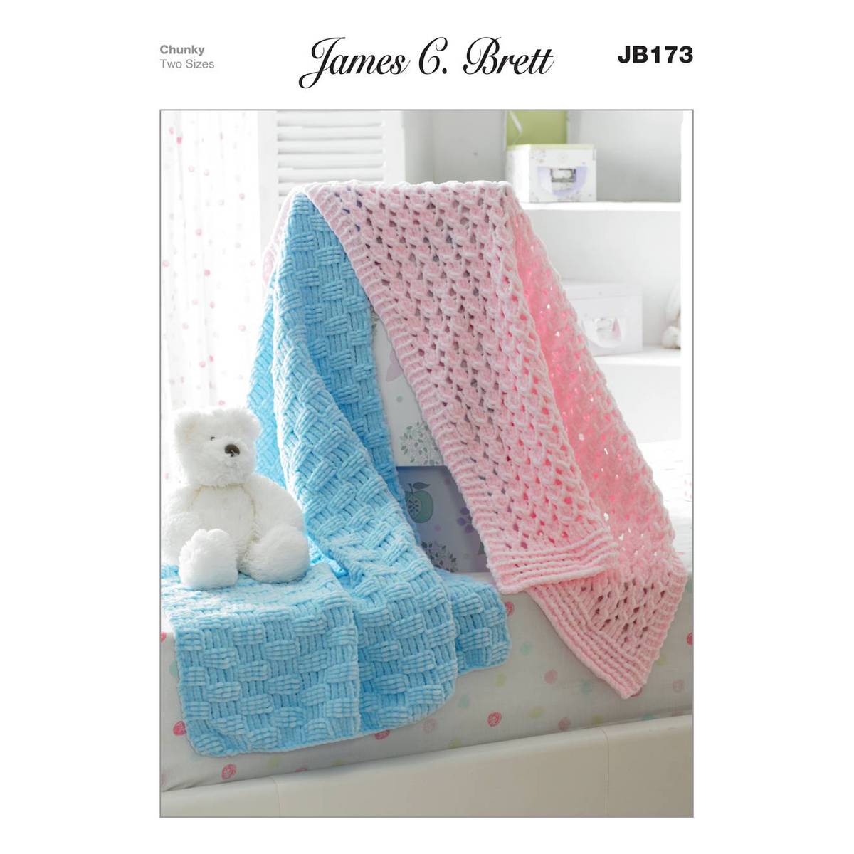 James C Brett Flutterby Chunky Blankets Pattern JB173