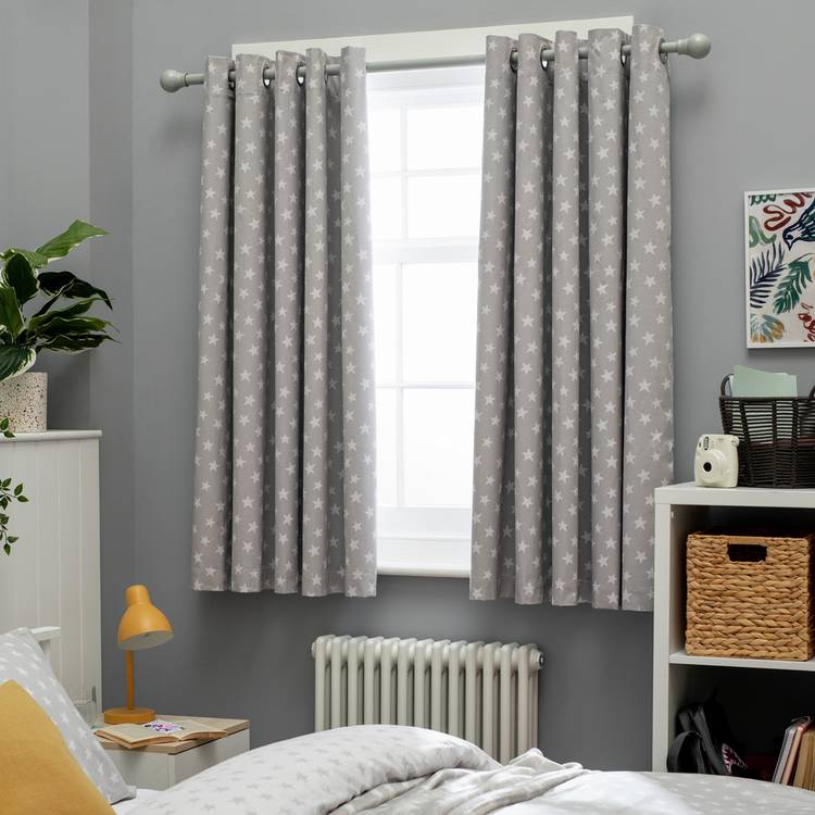 Habitat Kids Star Blackout Eyelet Curtain - Grey