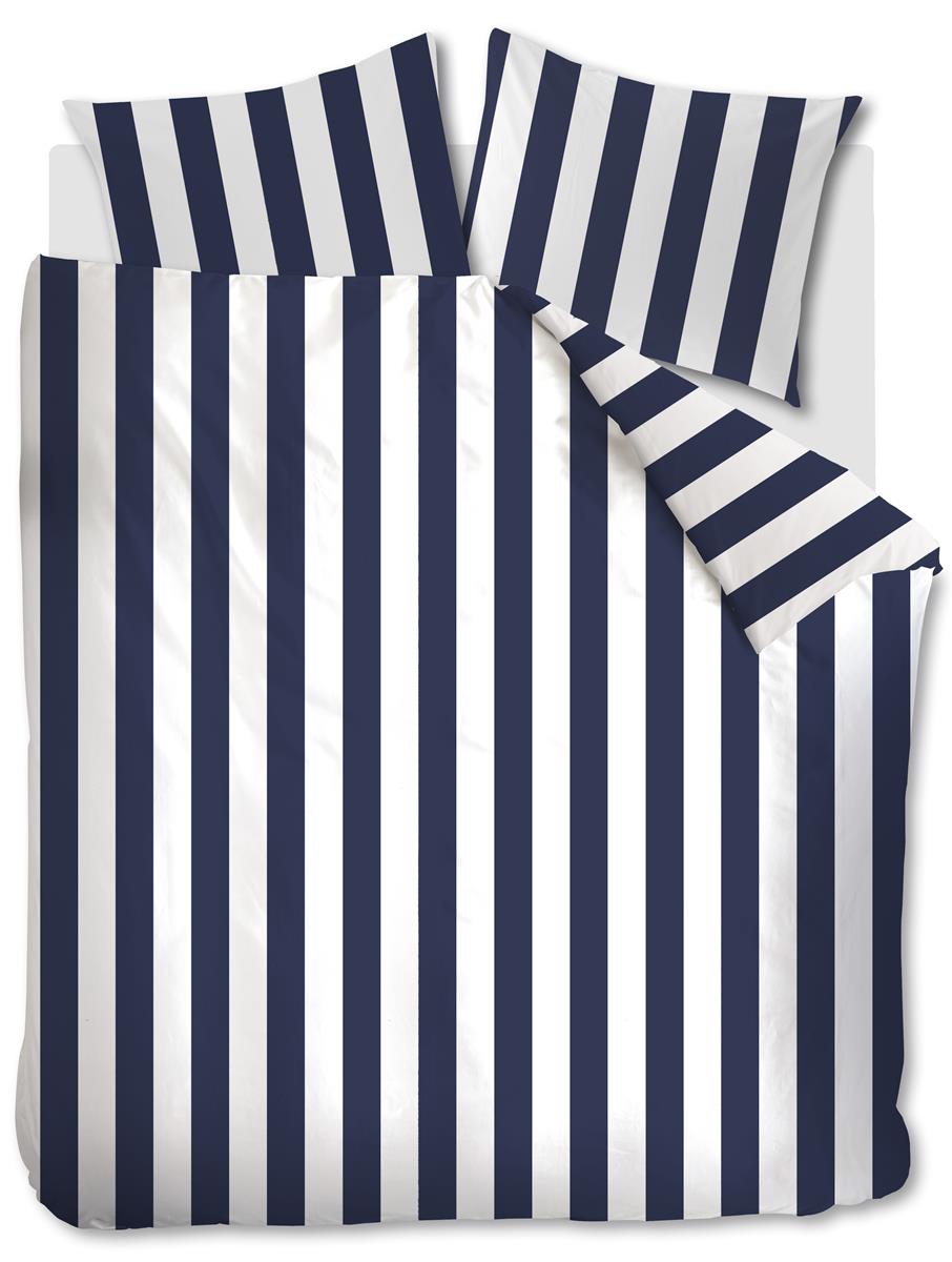 vtwonen dekbedovertrek Vertical Stripe - 240x200/220 cm - marineblauw