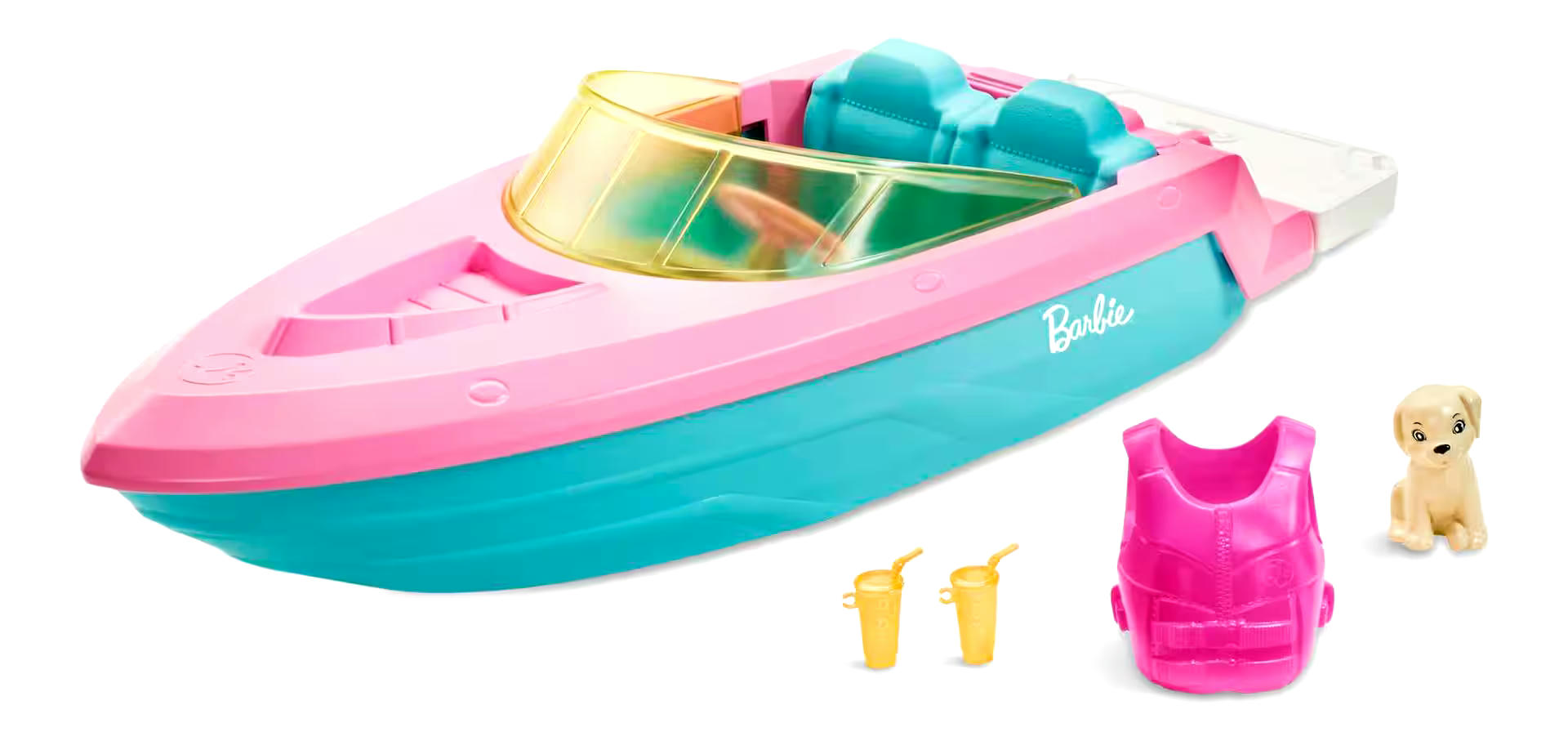 Barbie 3-Seater Boat with Puppy & Accessories, Ages 3+