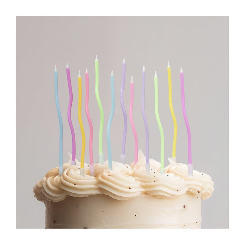 Taartkaarsjes gedraaid - set van 12 - &Oslash;3x15 cm