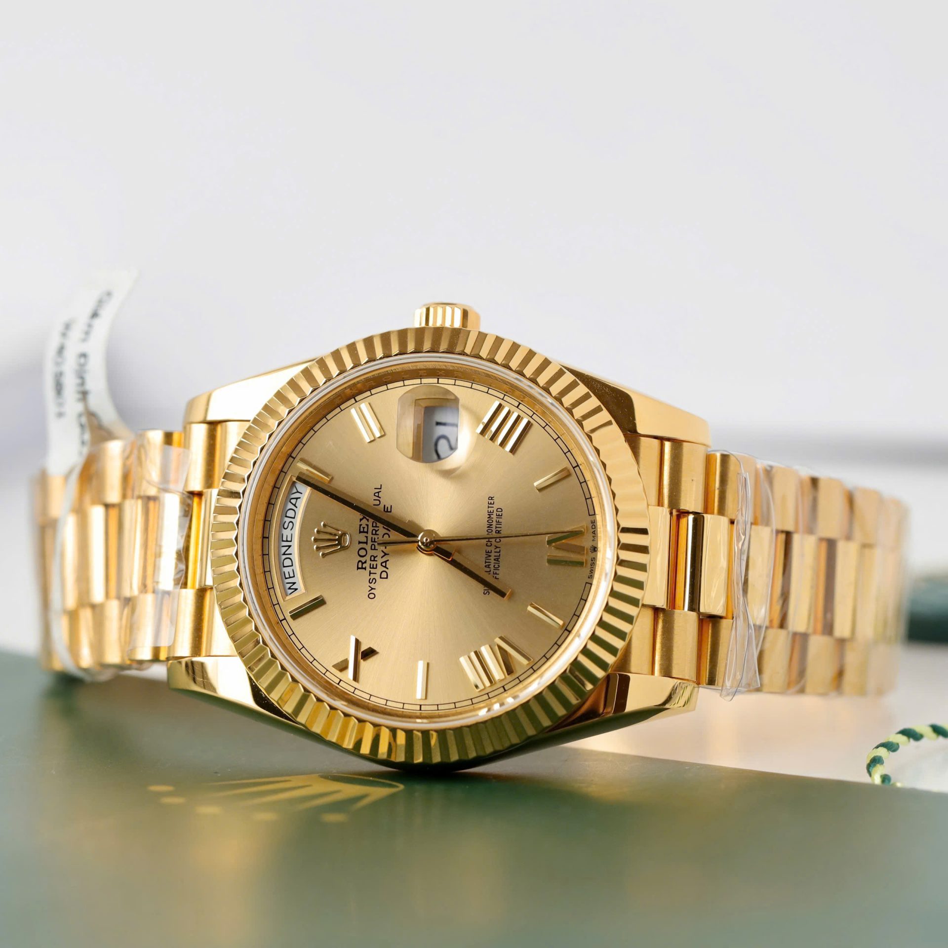 Rolex Day-Date 228238 YG Plated Champagne Roman Numeral Dial 40mm Super Clone