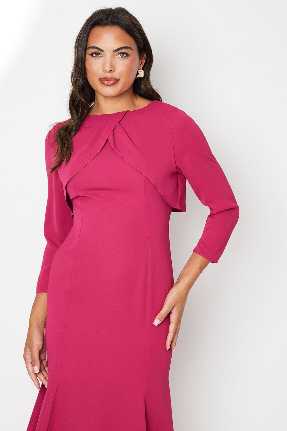 Coast Cape Long Sleeve Midi Wedding Guest Dress