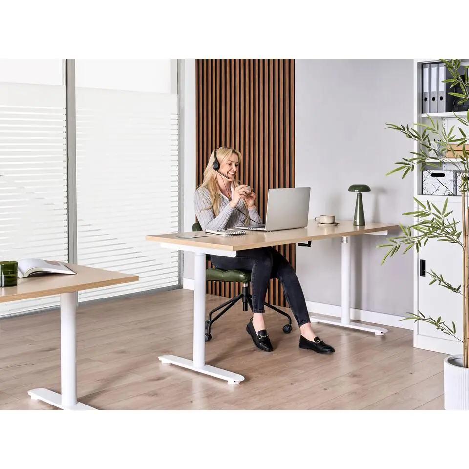 DESTINAS - Sta-bureau - Wit/Lichtbruin - 160 x 72 cm - Vezelplaat