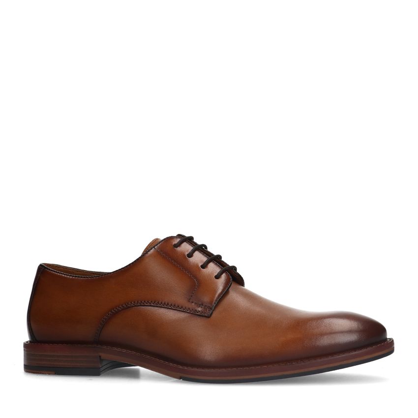 Manfield Cognac leren veterschoenen