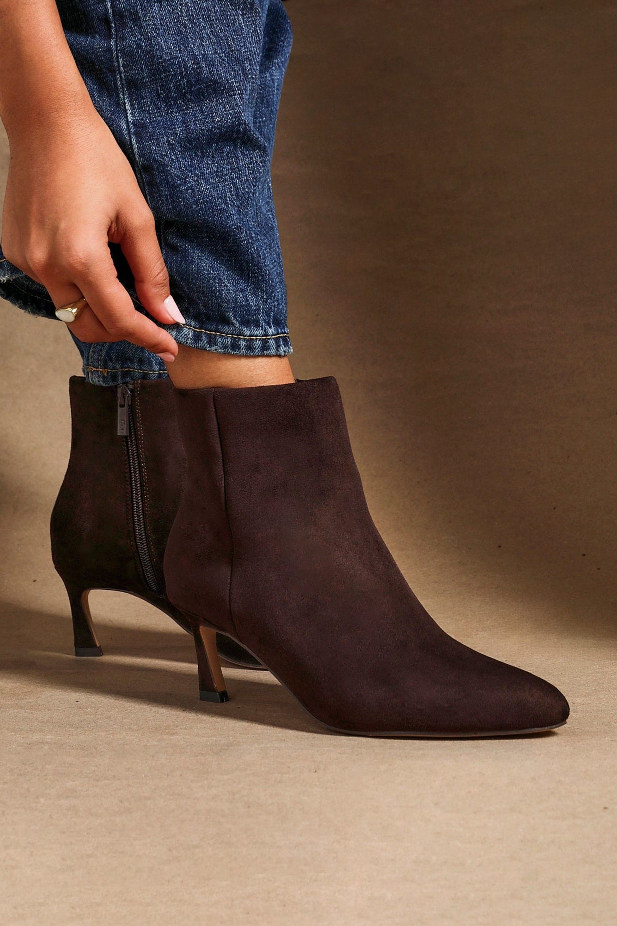 Linzi Reserve Brown Stiletto Ankle Boots