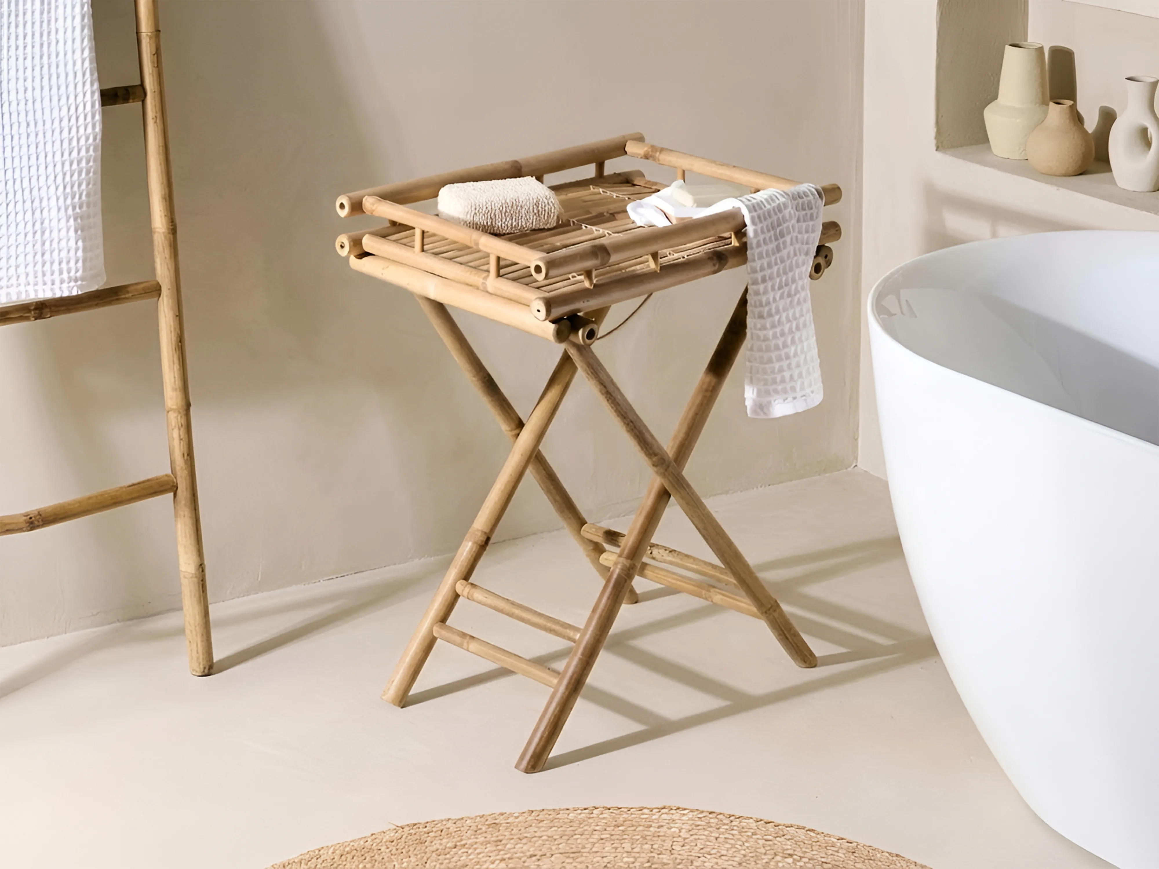 Side Table MISICUNI Bamboo Natural Folding