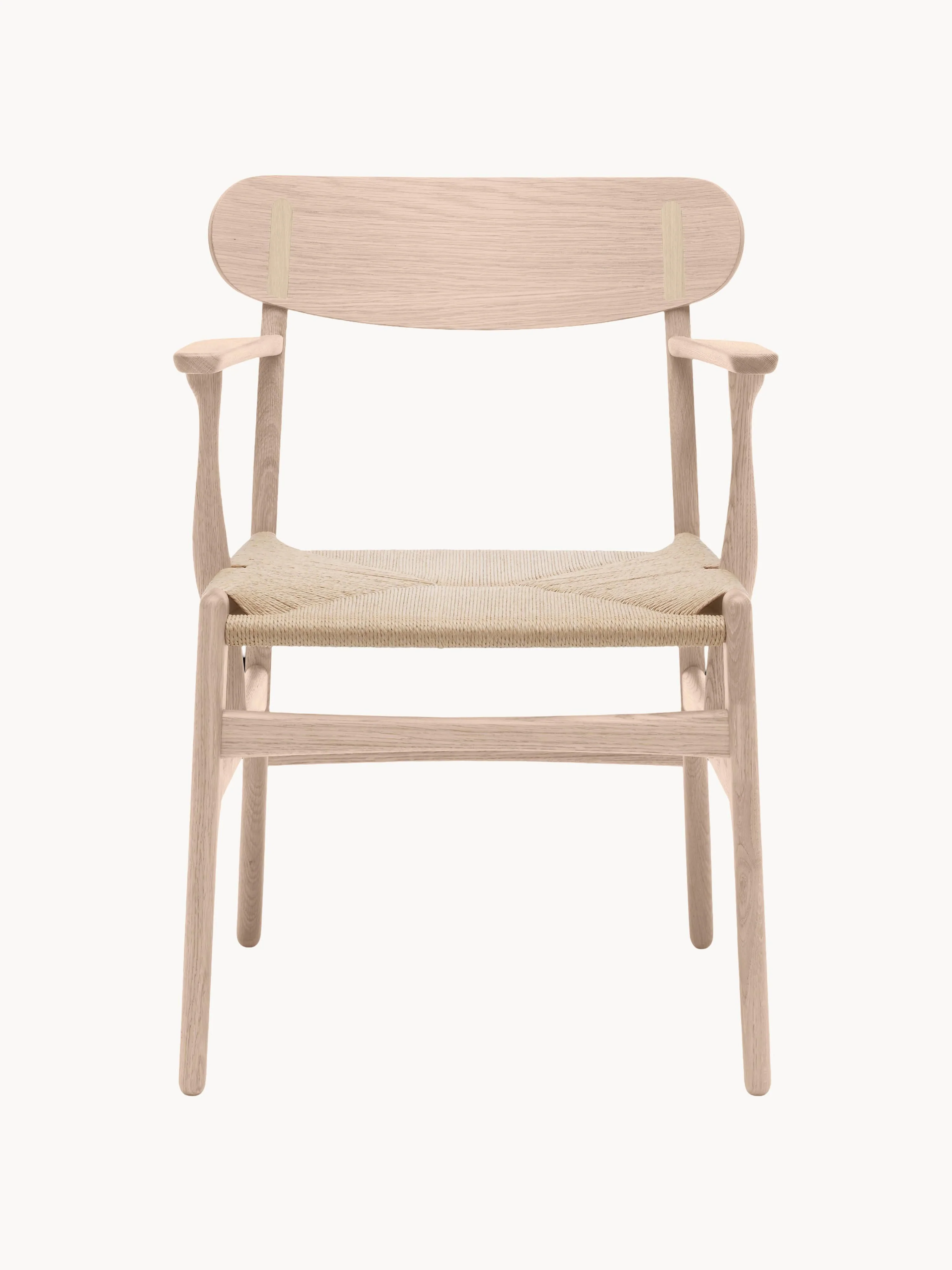 Holz-Armlehnstuhl CH26 mit handgeflochtener Sitzfläche