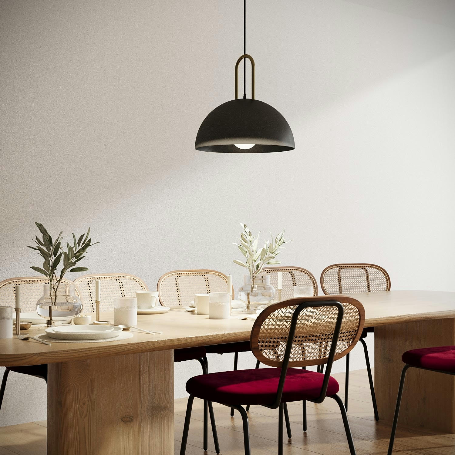 MARIVAUX - Luminaire suspension métal noir et or