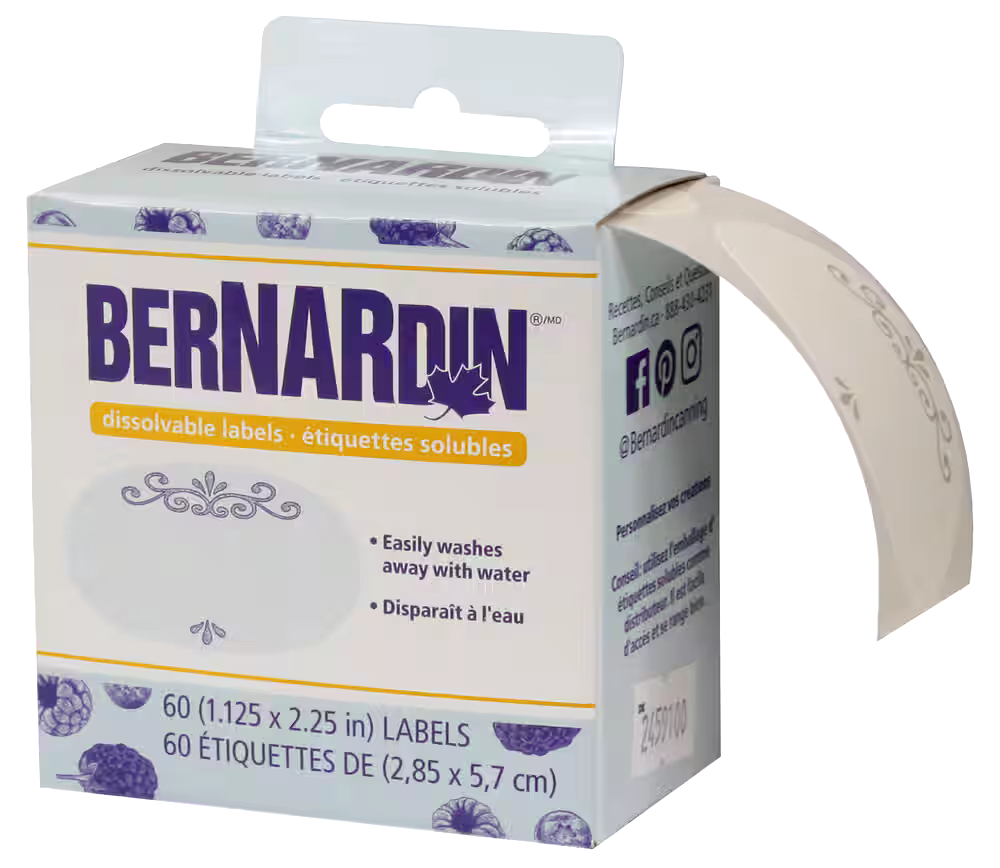 Bernardin Water Dissolvable Labels, 60-pk
