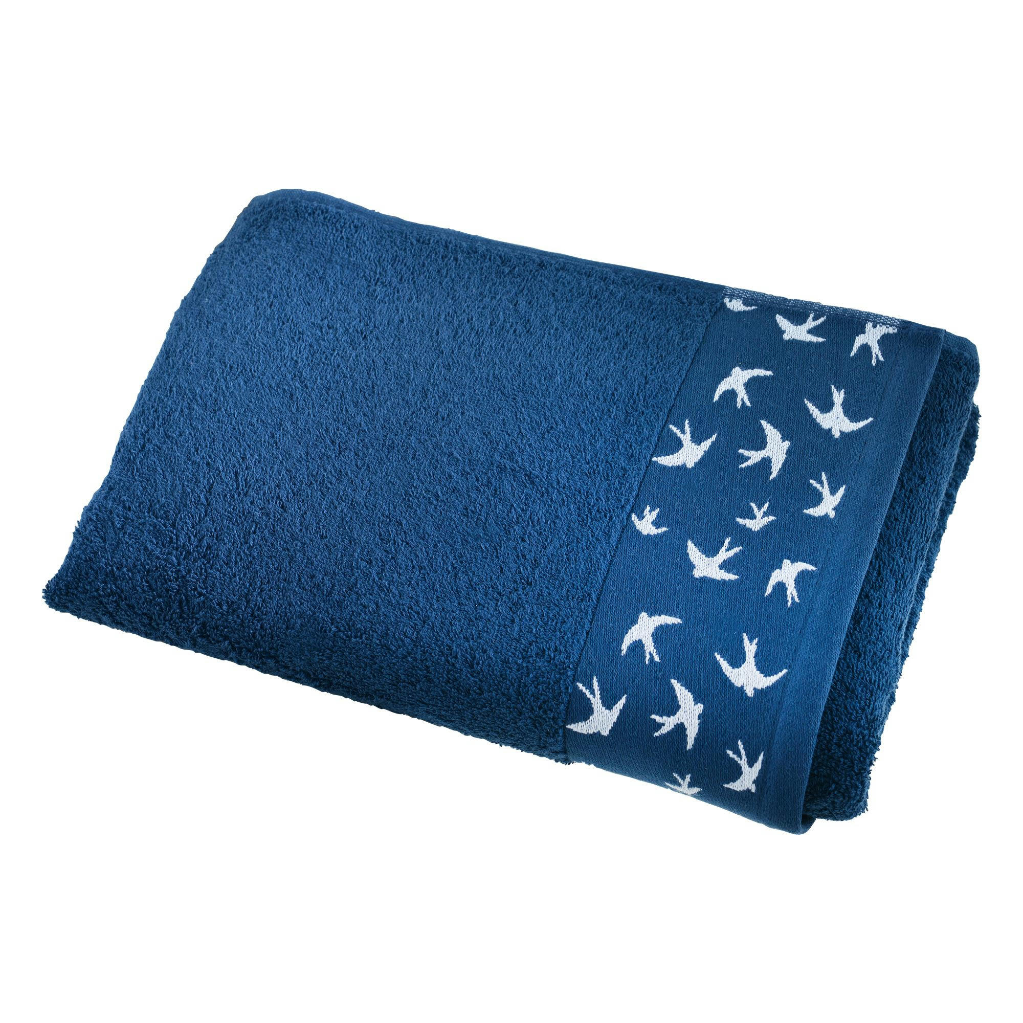 VOLHIRONDELLE - Serviette de toilette 50x90 bleu marine en coton 450 g/m²