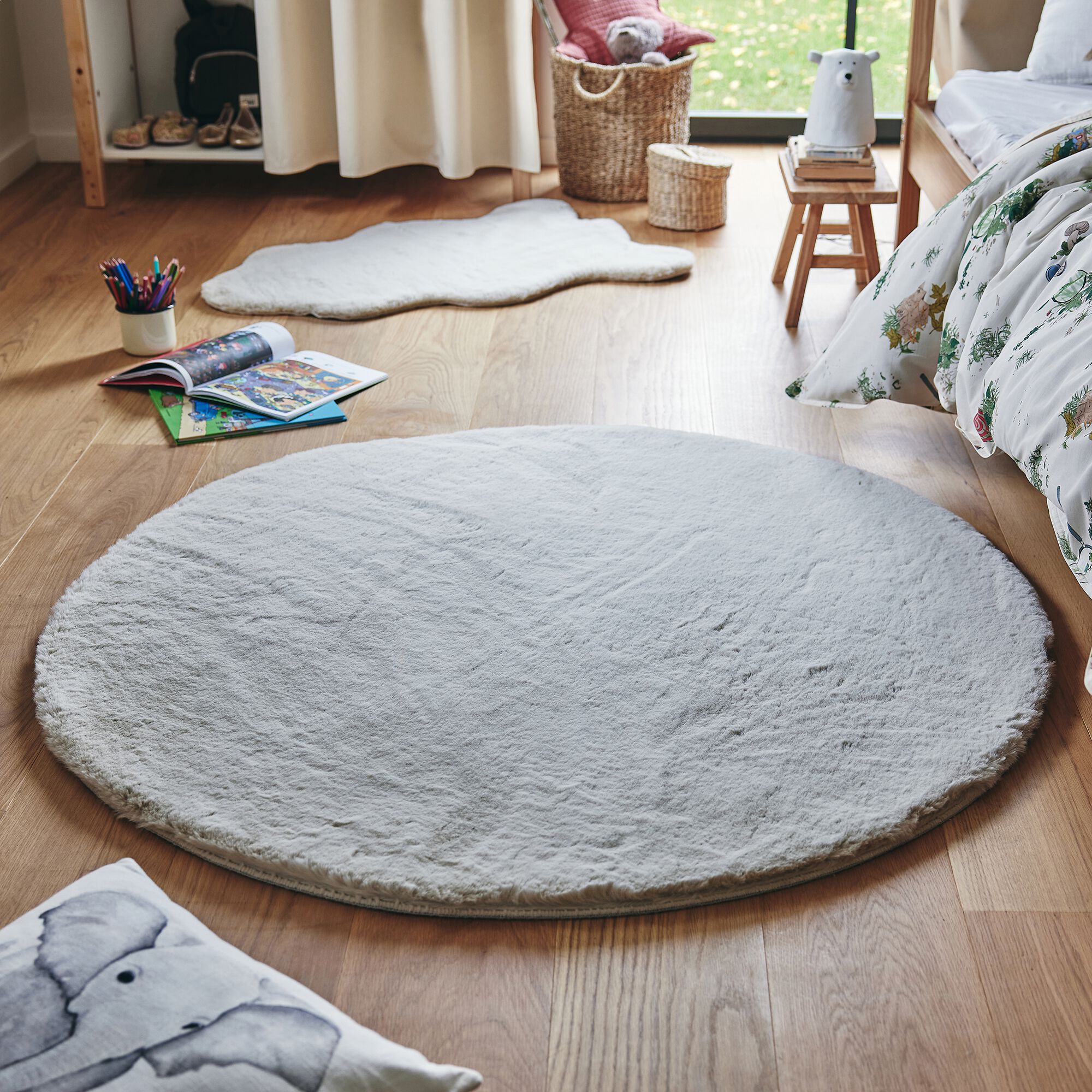JOUVE - Tapis imitation fourrure - beige D120cm