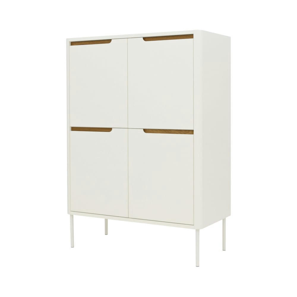 SWITCH - Buffet haut en bois 4 portes H128cm blanc