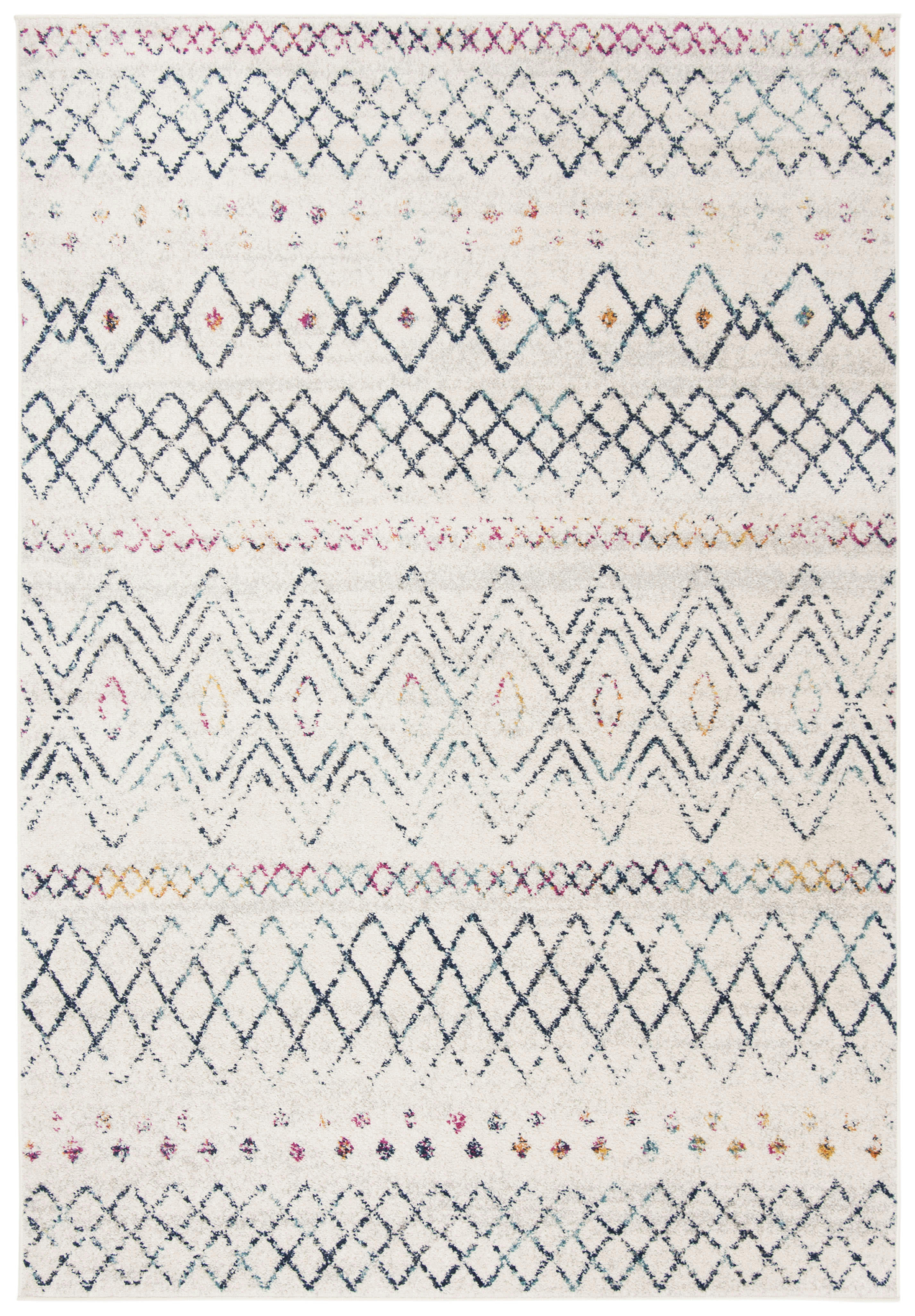 MADISON - Tapis de salon interieur en ivoire & marine, 155 x 229 cm