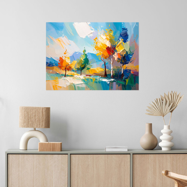 Naklejka na ścianę Feeby Kolorowy Pejzaż Drzewa Las 30x20