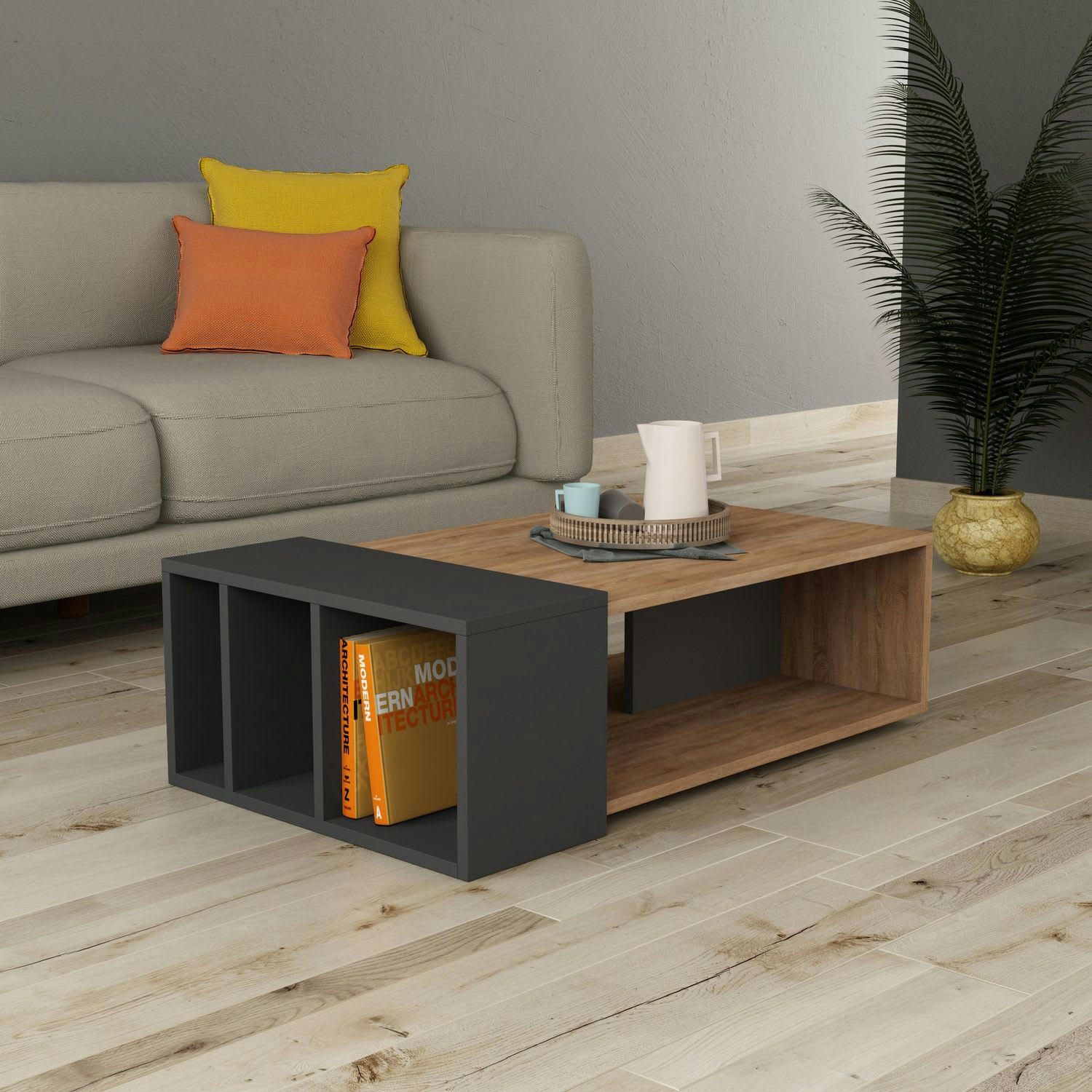 ANITA - Table basse design bois gris foncé