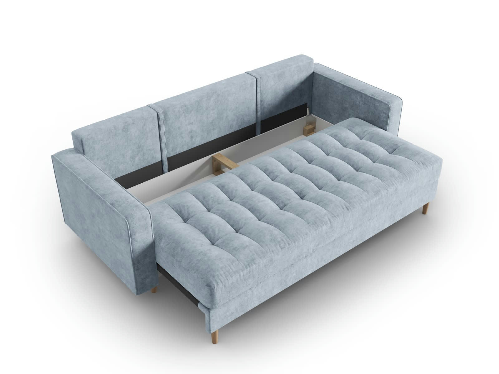 GOBI - Canapé convertible 3 places en tissu structuré bleu clair