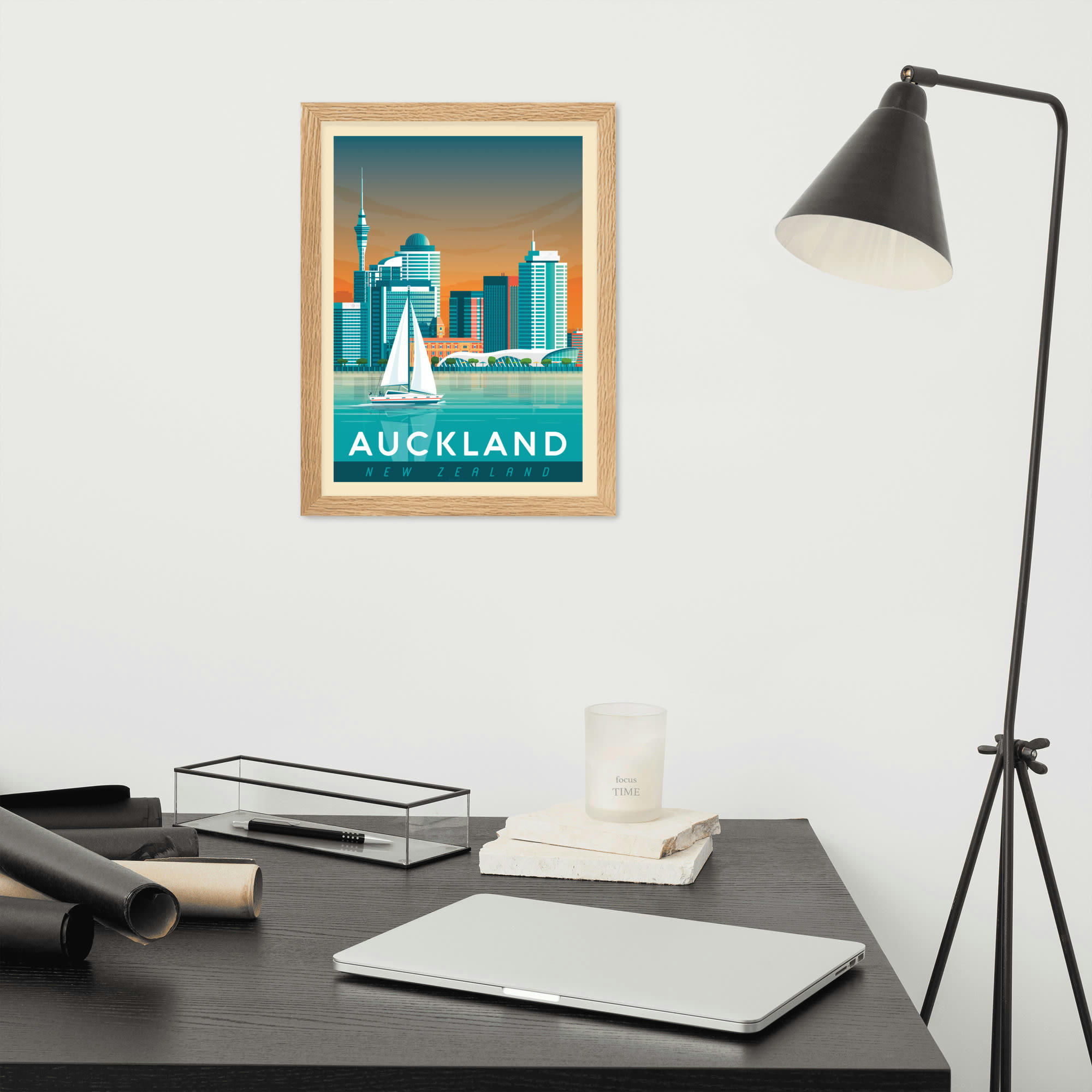 - Affiche Auckland avec Cadre (Bois) 21x29,7 cm