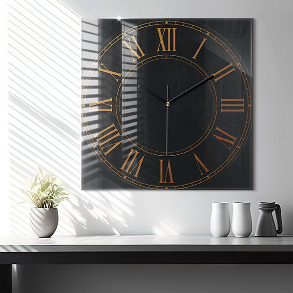Horloge murale Wallfluent 60x60 cm Aiguilles noires Chiffres romains anciens 1 pcs