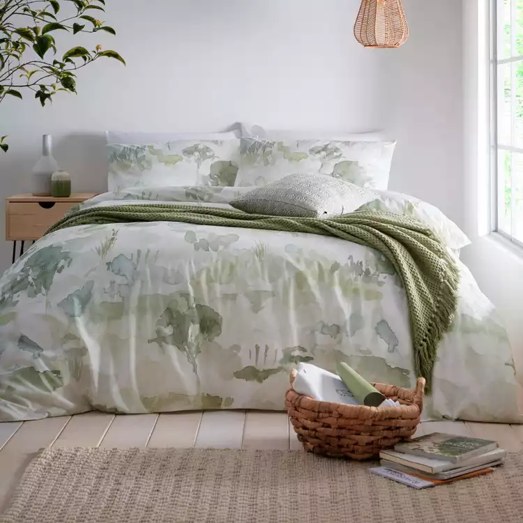Appletree Edale Cotton Printed Green Bedding Set - Double