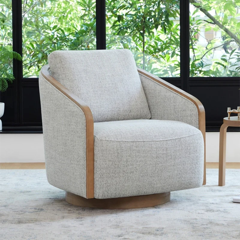 Skyler Modern Upholstered Living Room Swivel Bucket Accent Chair