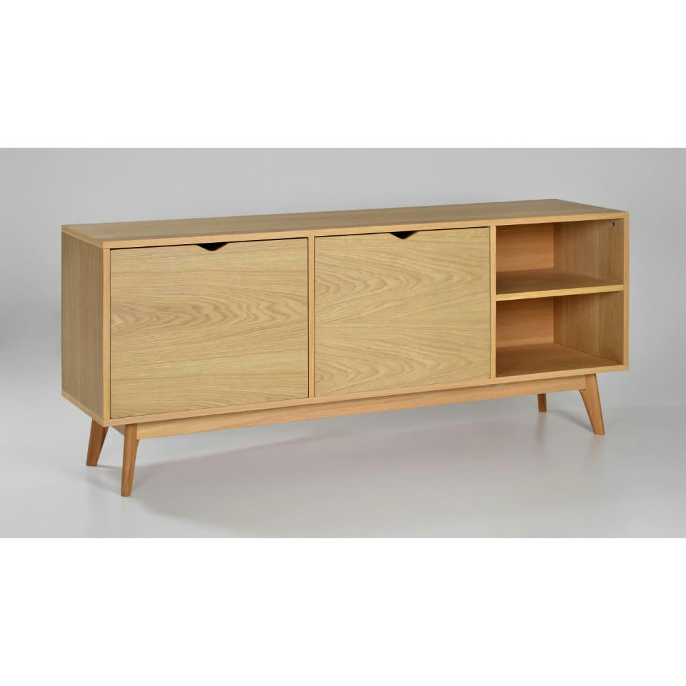 STRÖM - Meuble TV design 2 portes chêne porte chêne