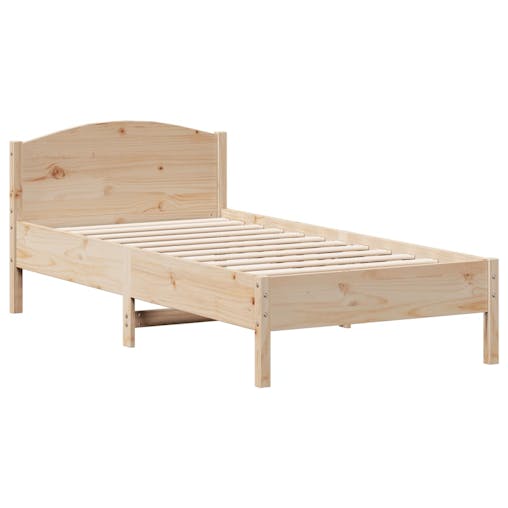 NNEVL Bed Frame with Headboard 90x190 cm Solid Wood Pine
