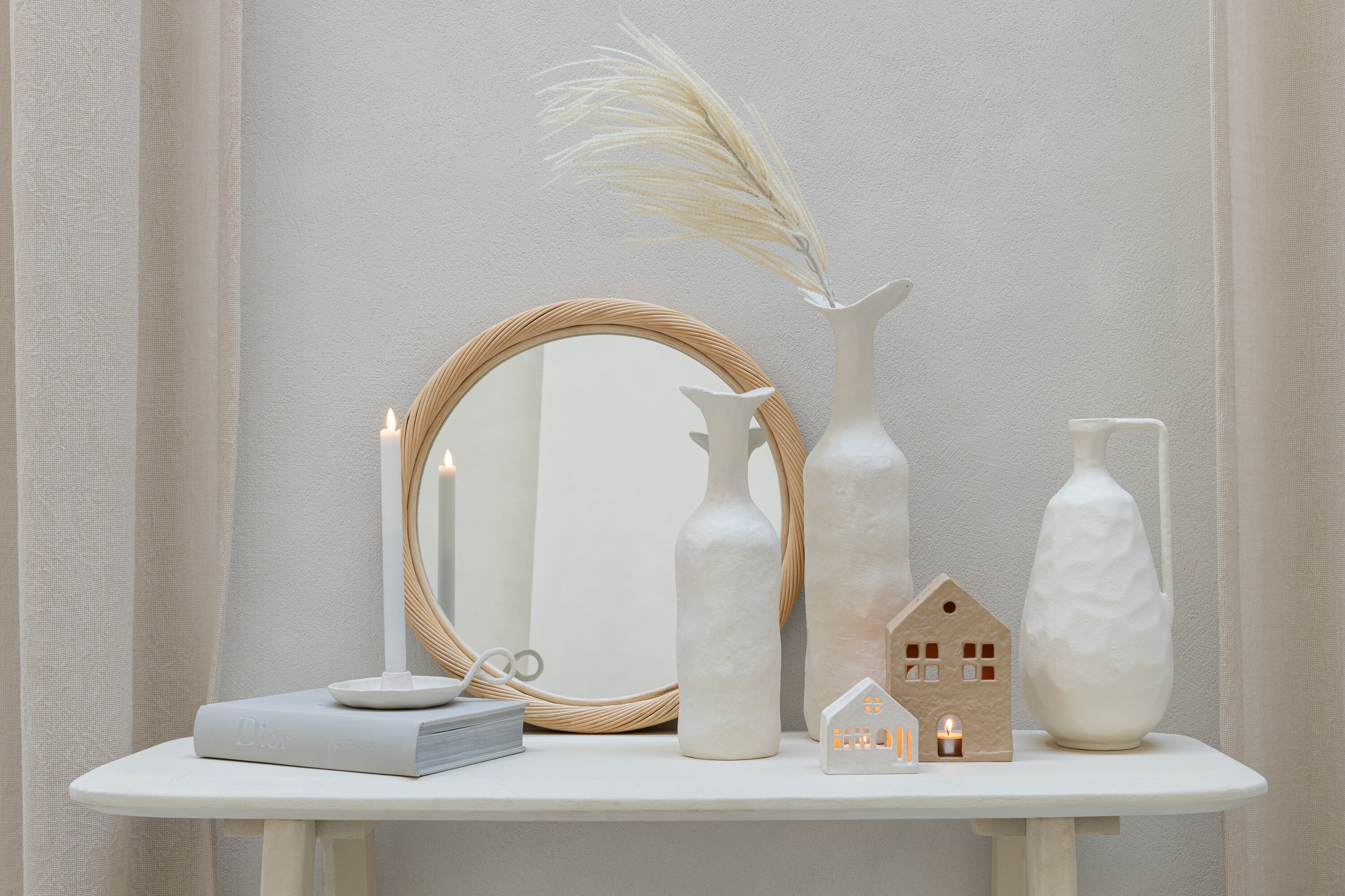 J-Line vaas Goa - aluminium - wit - large - 35 cm hoog